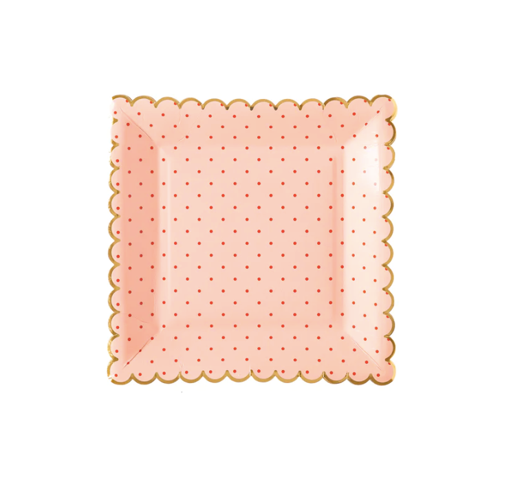 Pink with Polka Dot Scalloped Plate